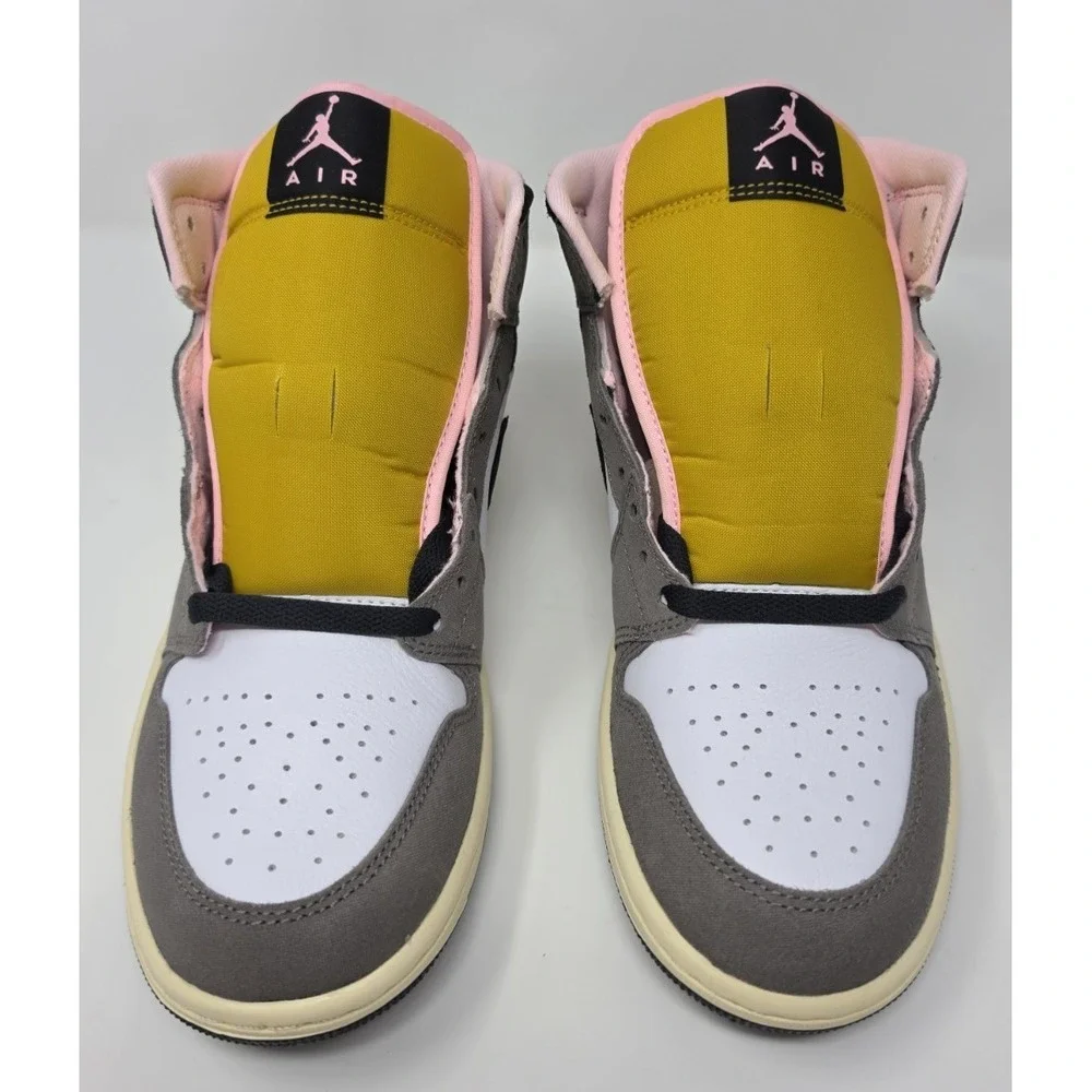 Air Jordan 1 Mid SE White/Oil Grey-Cave Stone HQ2011 100 Men's Size 8.5 NWB